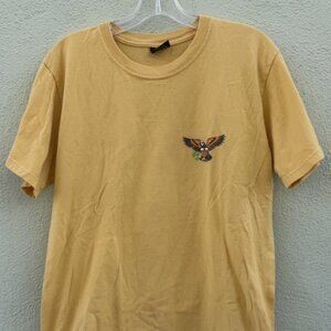 Stussy Eagle Wingspan Spell Out Logo Tee Shirt Rare Vintage Yellow Sz M USED